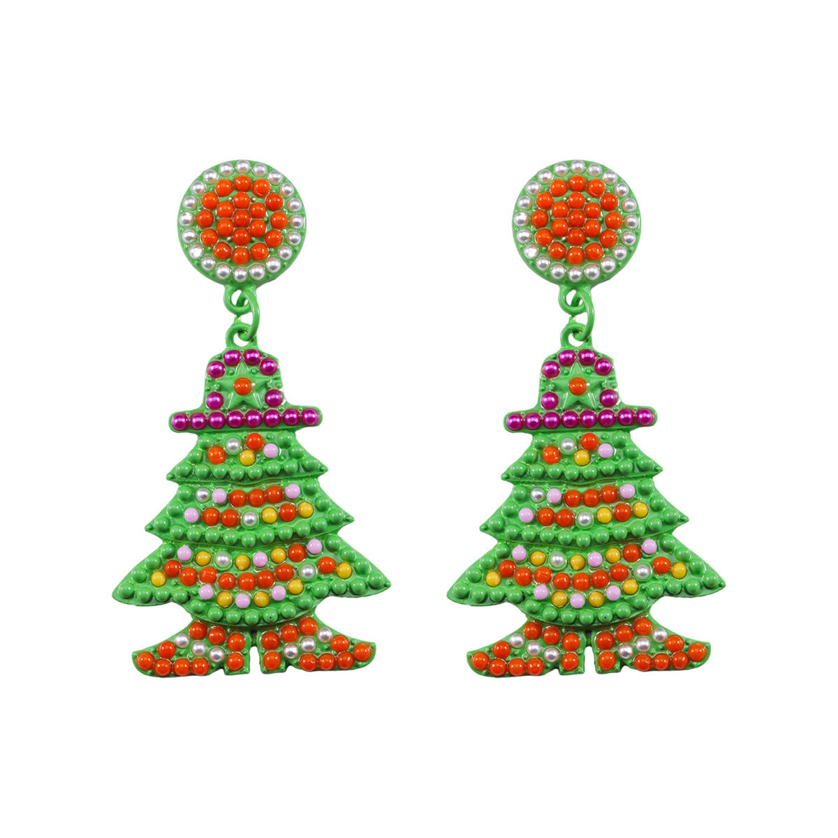 Wholesale Christmas Colored Rice Beads Christmas Tree Earrings