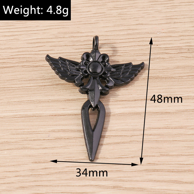 Wholesale 10pcs/pack Electroplated Alloy Hollow Dark Black Rose Cross DIY Jewelry Accessories