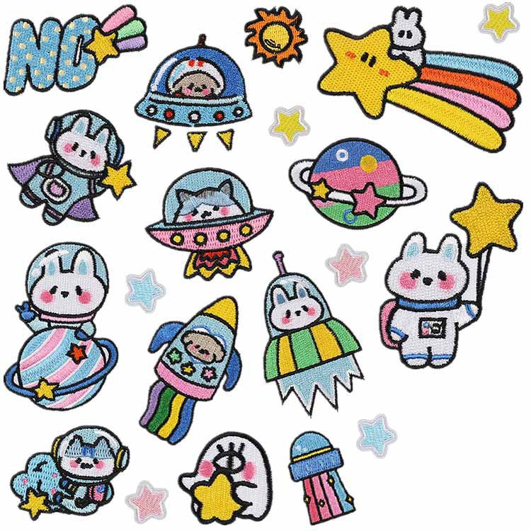 Wholesale 41 Piece Space Rabbit Embroidered Patches Set With Astronaut And Star Designs DIY Clothing Decoration Boutique Craft Supply