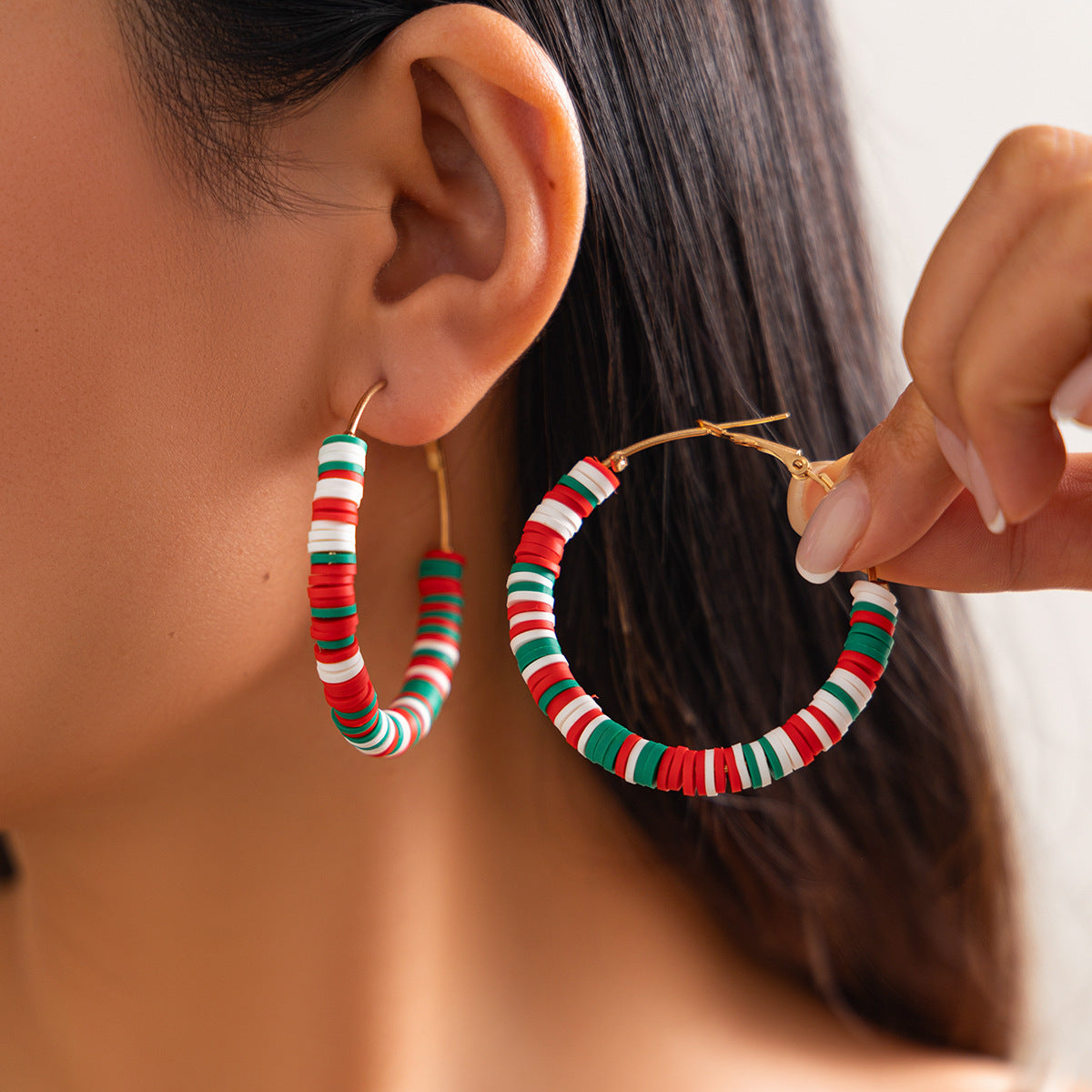 Wholesale Christmas contrasting  Hoop Earrings