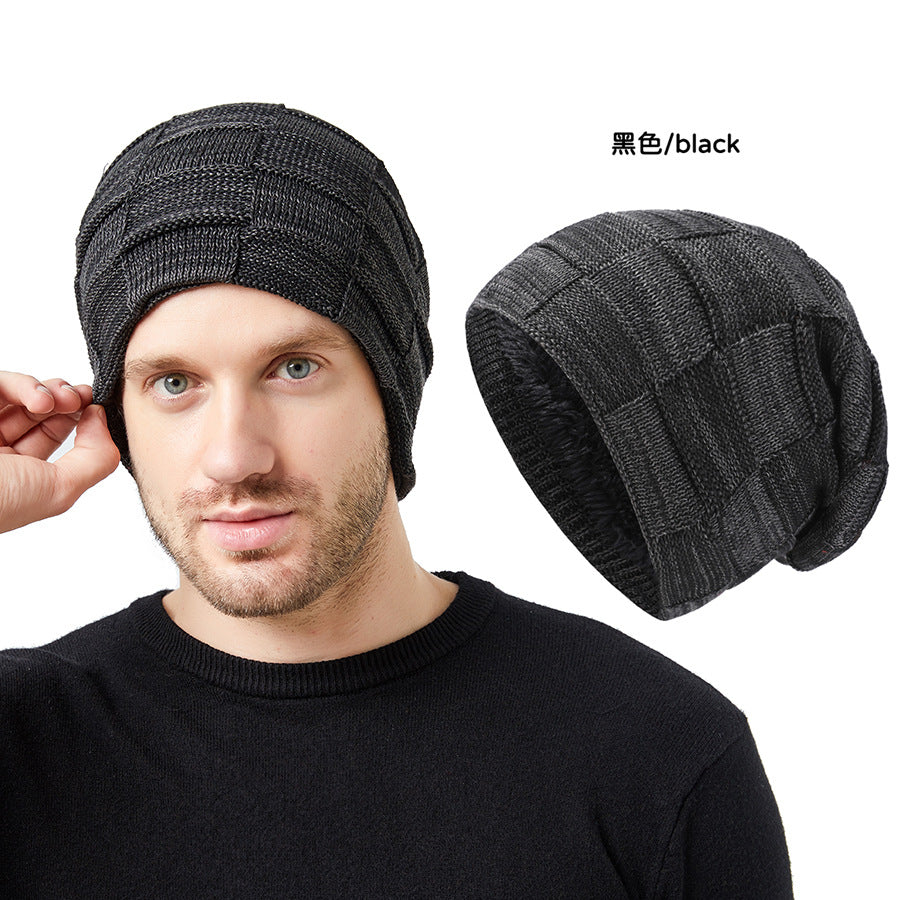 Wholesale Men's Knitted Hats Couple's Style Plus Velvet Ear Protection Pile Pullover Hat