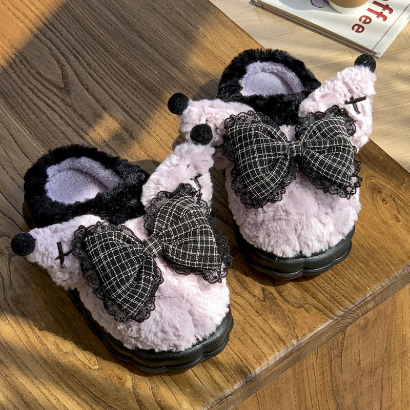 Wholesale Winter Indoor Home Thick Bottom Anti slip Warm Cute Hairy Cotton Winter Slippers