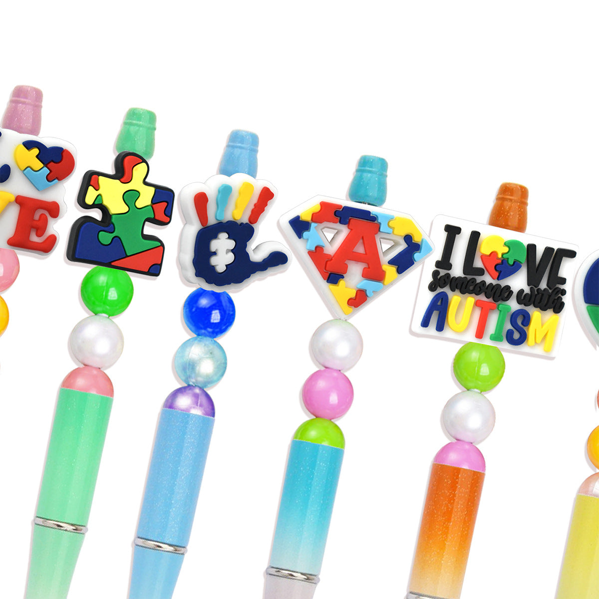 Wholesale Random  100pcs/pack  Autism Series Multicolor Beaded Pens Focus Beads