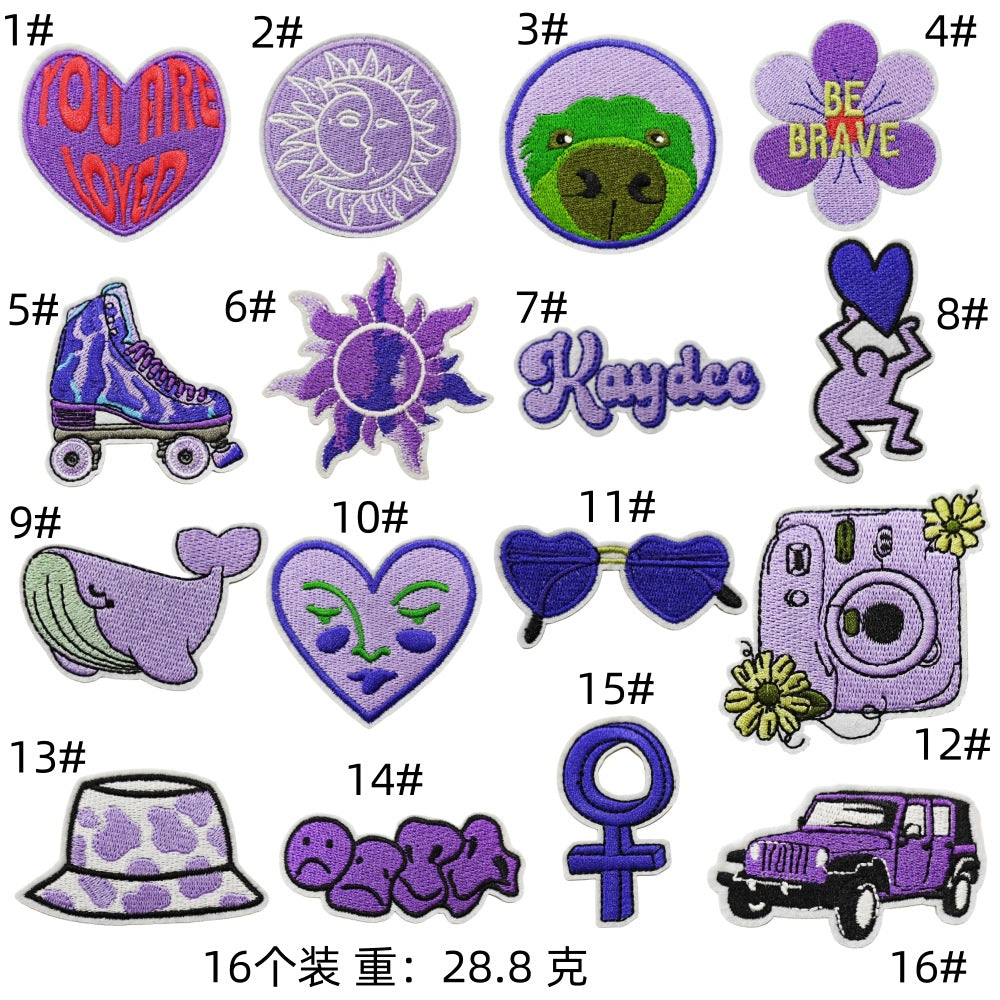 Wholesale Purple Series Iron On Embroidered Patches Decorative Clothing Accessory For Boutique Resale