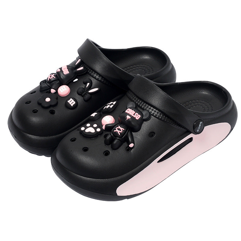Wholesale  New Style Hole Shoes Women's Summer Outer Wear Soft Bottom Baotou Sandals and Slippers Women's Non-Slip Fashionable