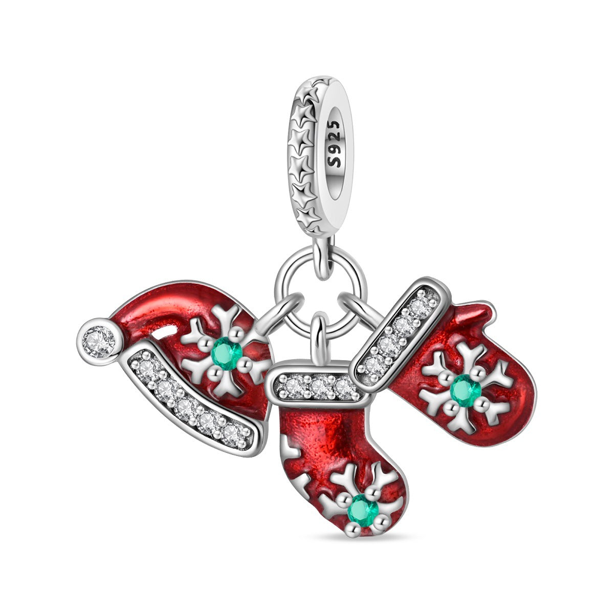 Wholesale Christmas Snowflake Christmas Tree Bell Sock Charms
