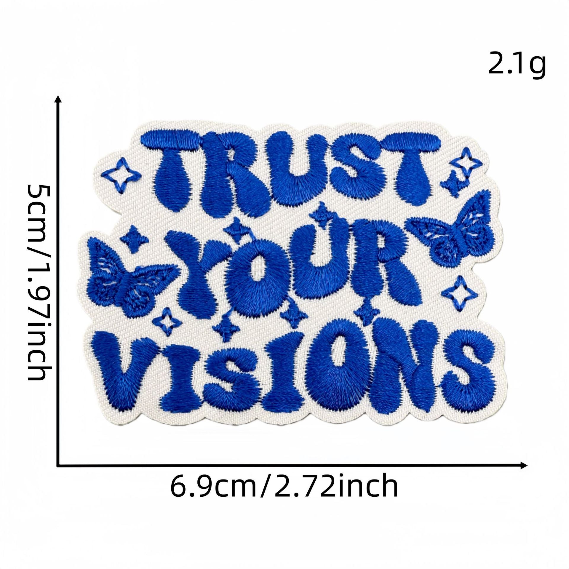 Wholesale Blue Embroidered Iron On Patch Positive Energy Saying DIY Fashion Accessory For Clothing Bags
