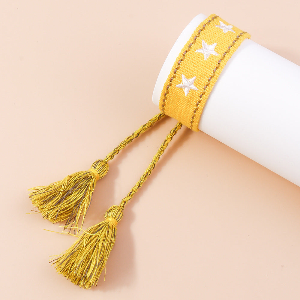 Brazalete de cuerda multicolor de Tassel de cinco lados de doble cara al por mayor