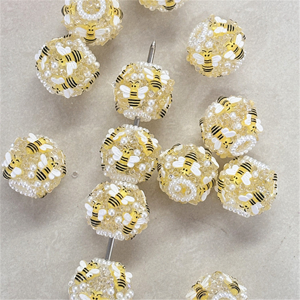 Wholesale 20pcs/pack heavy industry bumblebee bee flower ball DIY  beaded  accessories
