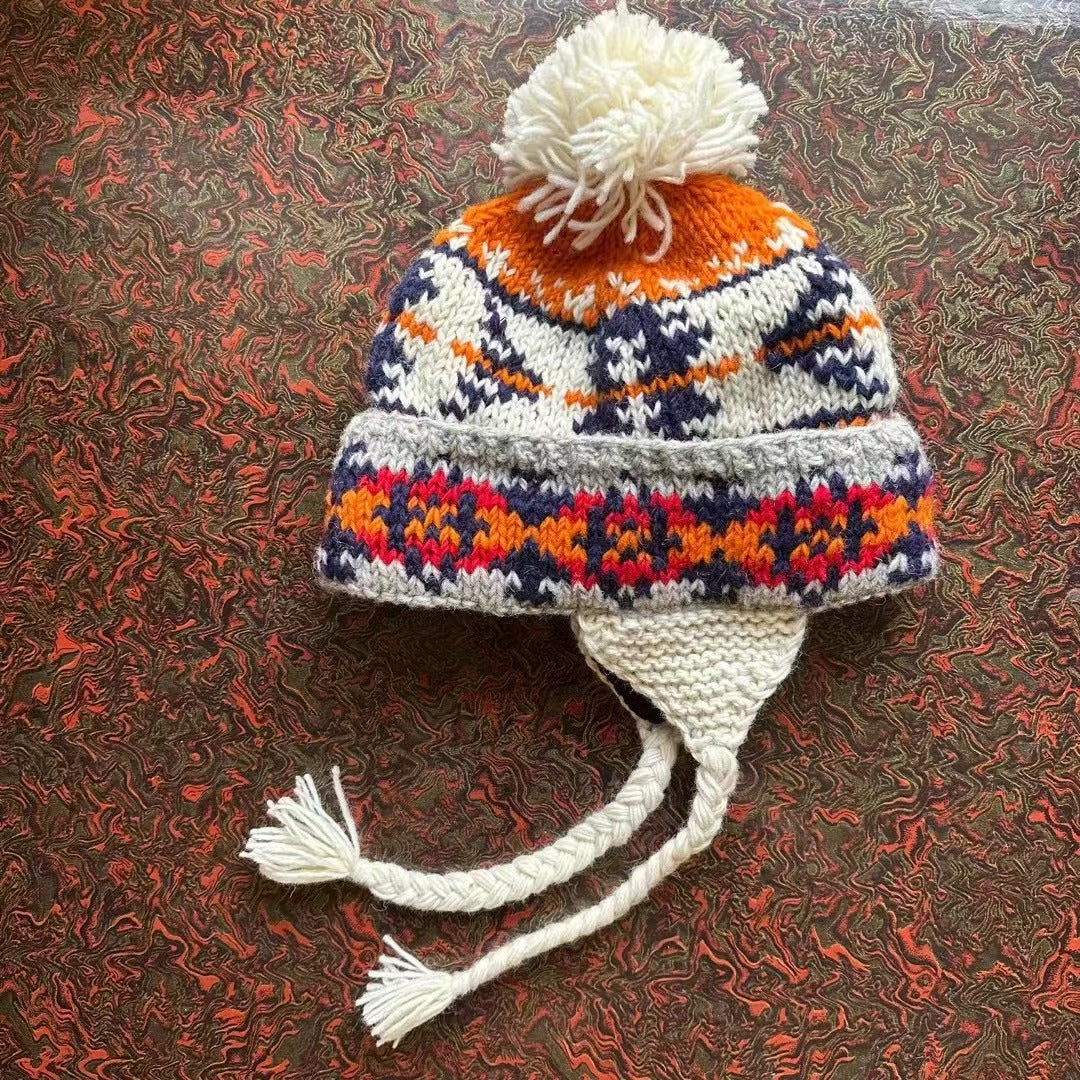 Wholesale Wool Warm Rainbow Plus Velvet Thick Earmuffs Beanie