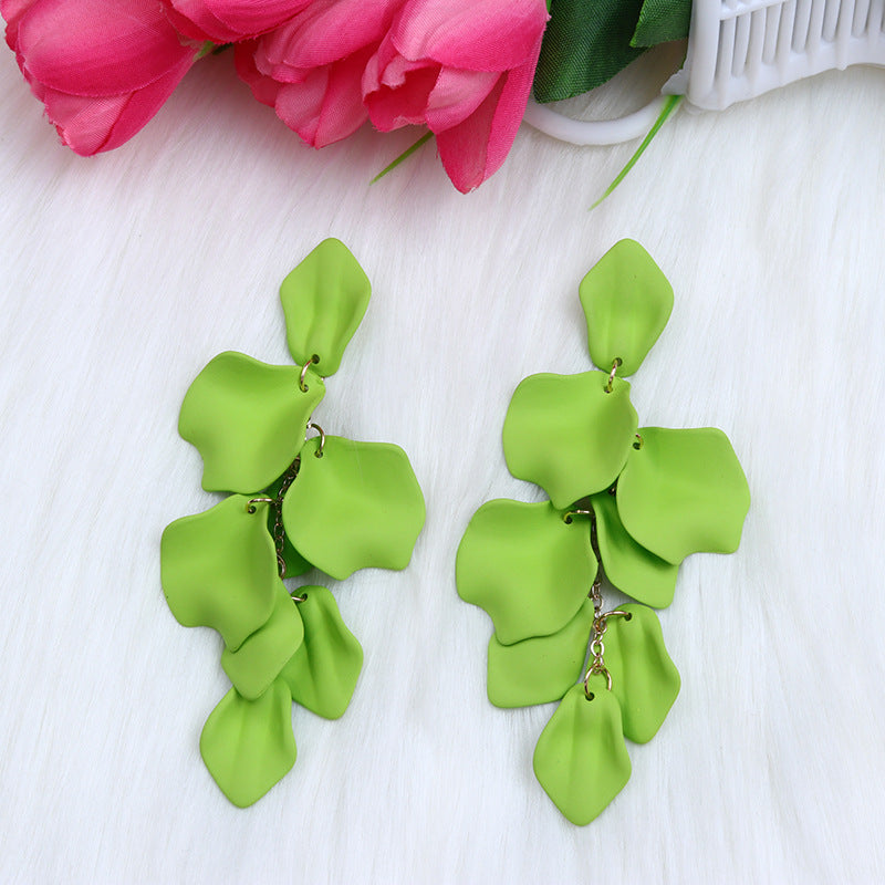 Wholesale Bohemian Style Fashion Personality Tassel Petal Candy Color Design Earrings