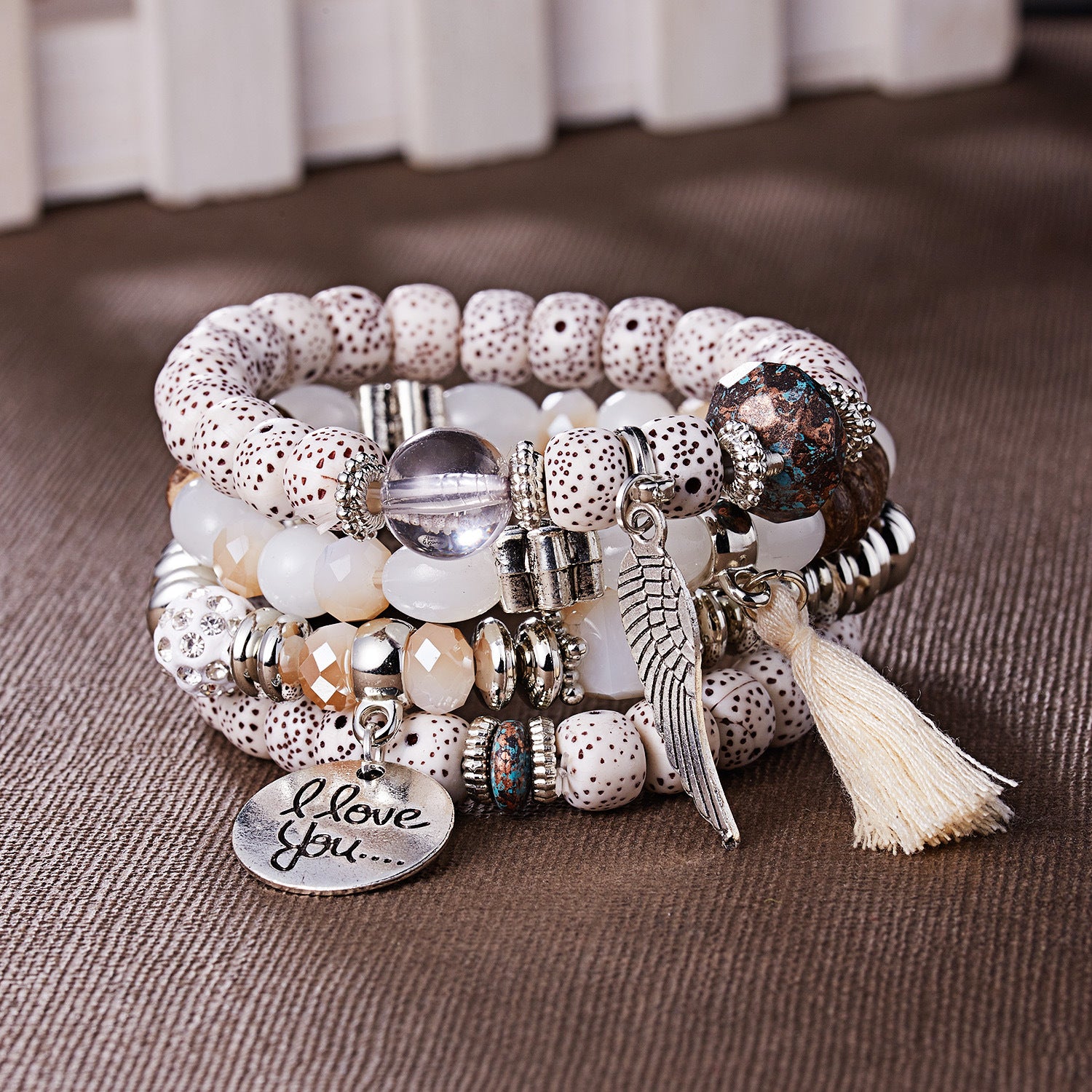 Wholesale Bohemian Wings Tassel Rice Beads Beaded Bracelet