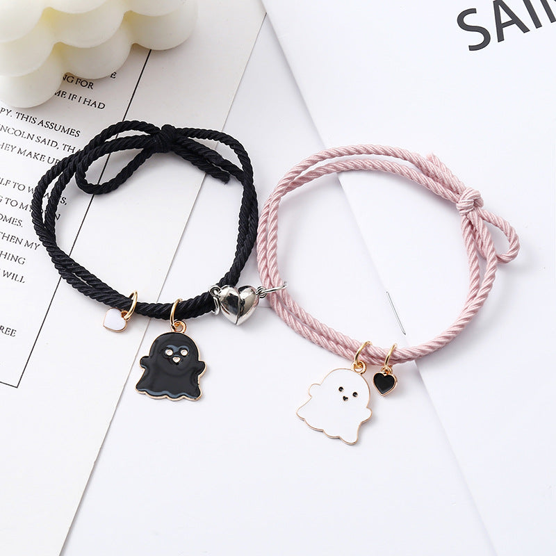 Wholesale Black and white ghost couple love magnet bracelet