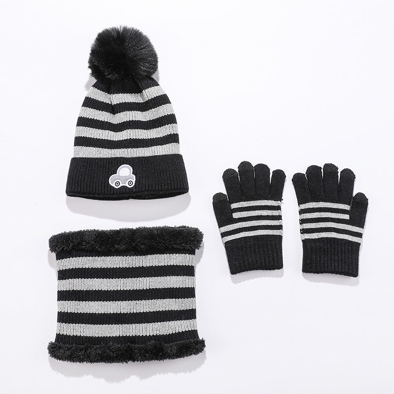 Wholesale Children's Winter Hat Knitted Woolen Scarf Gloves Set
