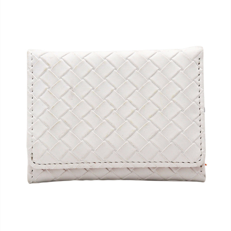 Wholesale PU Woven Pattern Three Fold Multi Card Ultra-thin Zero Wallet