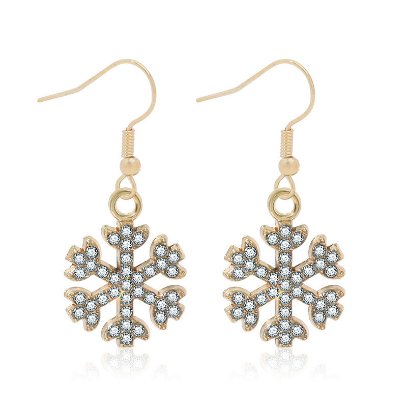 Wholesale Chic Christmas Snowflake Earrings For Women Zinc Alloy Rhinestone Fashion Jewelry Party Gift