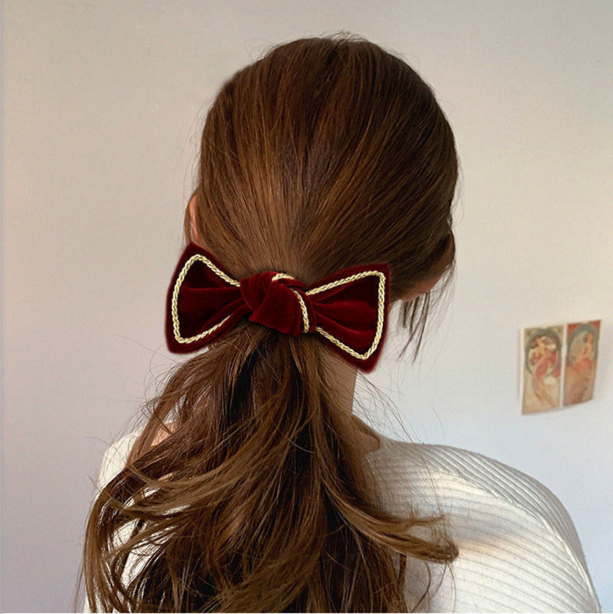Wholesale Christmas Red Velvet Bow Hoops