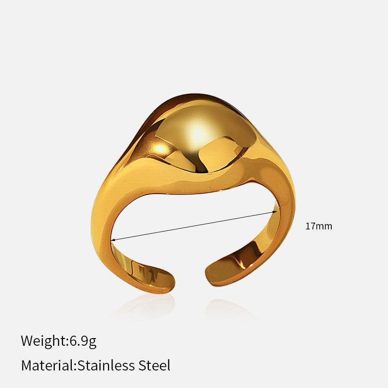 Wholesale Trendy Glossy Open Titanium Steel Ring Stainless Steel 18K Gold Plated Niche Ring