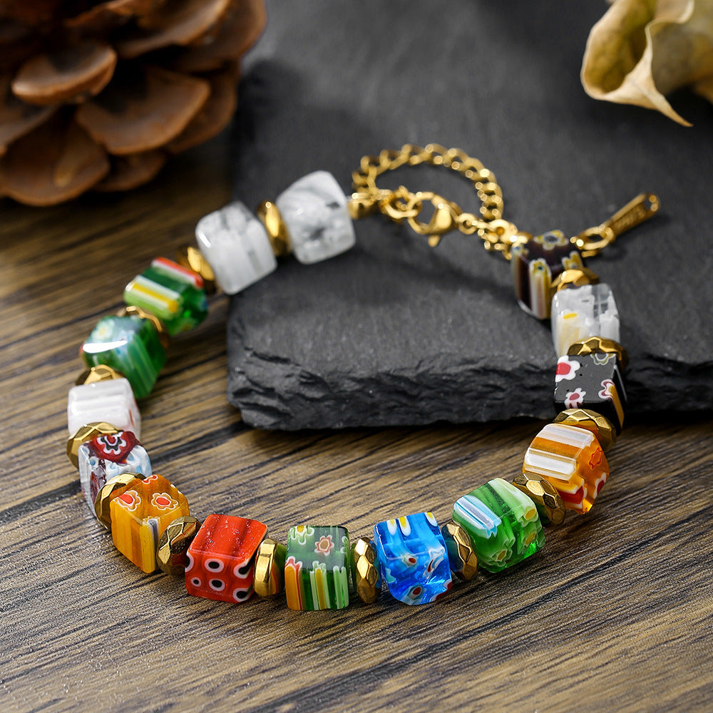Wholesale Handmade Murano Thousand Flower Crystal Bracelet Beads DIY