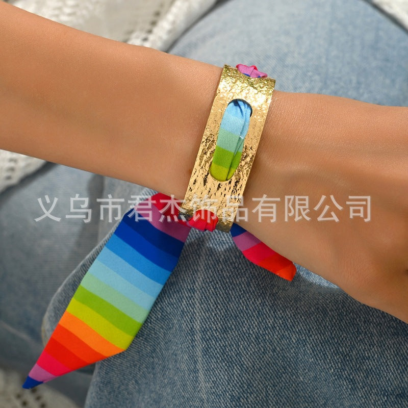 Wholesale Rainbow f heart metal irregular bracelet