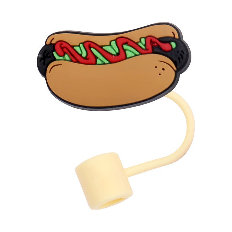 Wholesale 10pcs Cartoon Silicone Donut Straw Cap Dust Plug Cup Accessories