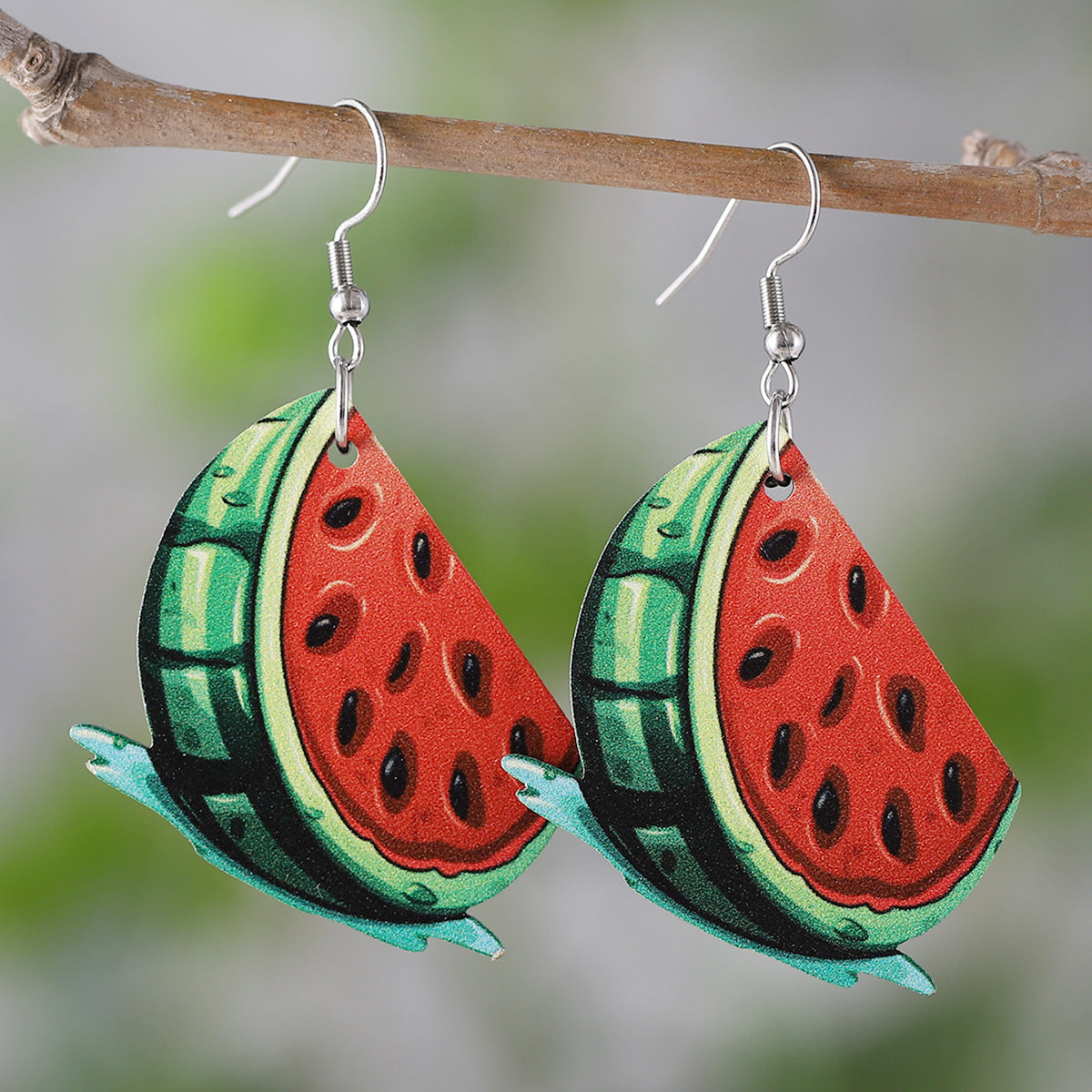 Wholesale Summer Watermelon Lemon Pineapple Cherry Pendant Wooden Double-Sided Earrings