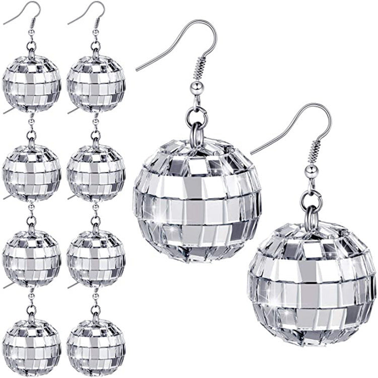 Wholesale Mirror Ball Earrings Party Dance Accessories Hip Hop Punk Style Ear Decorations