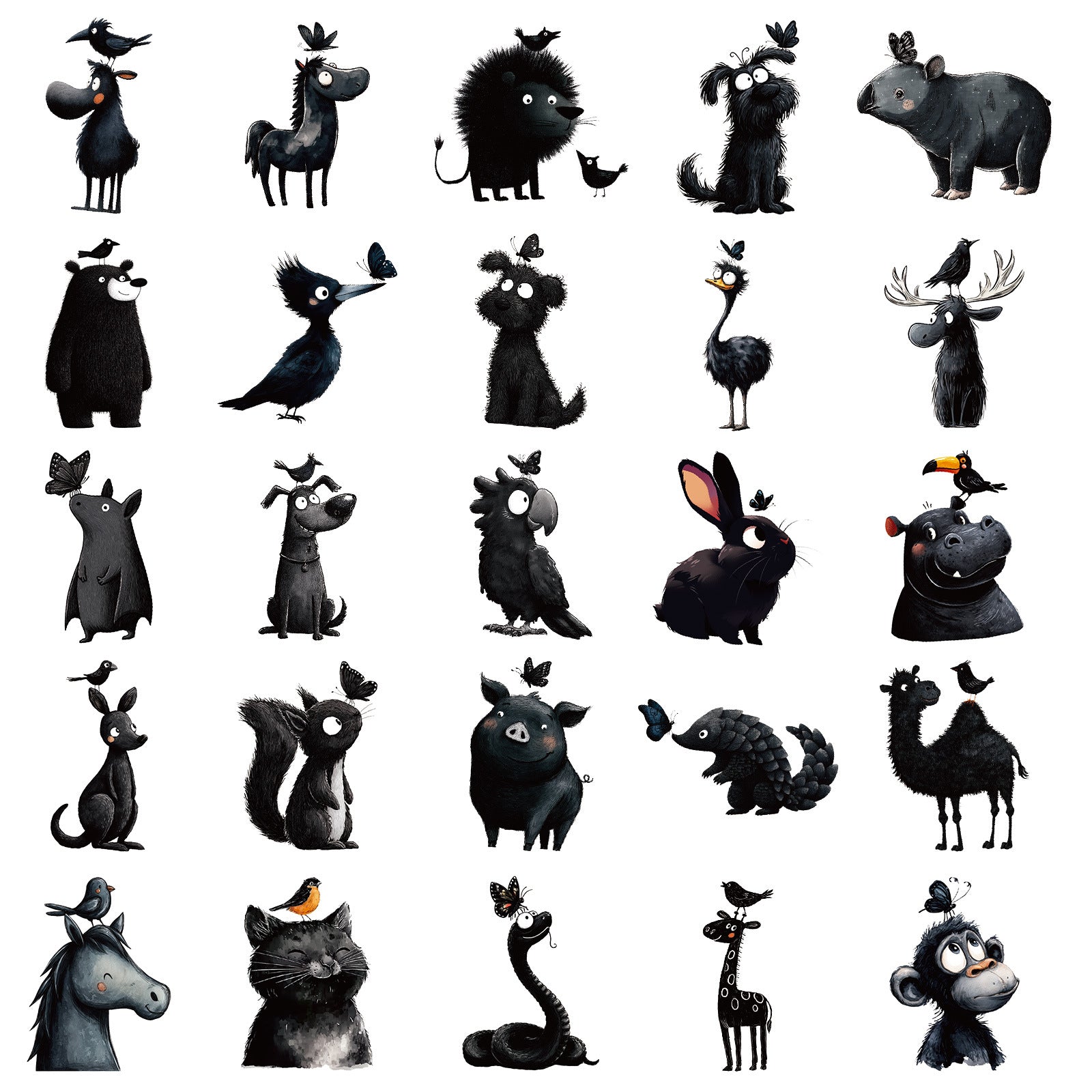Wholesale 5pcs 56 Black Animal Cartoon Stickers Creative Stickers