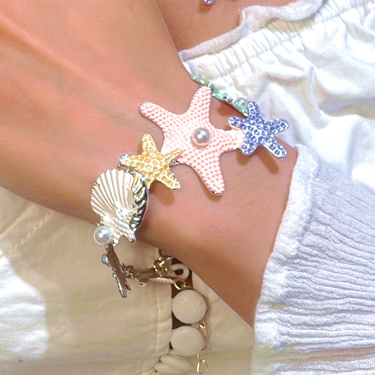 Wholesale Colorful starfish shell necklace clavicle chain accessories