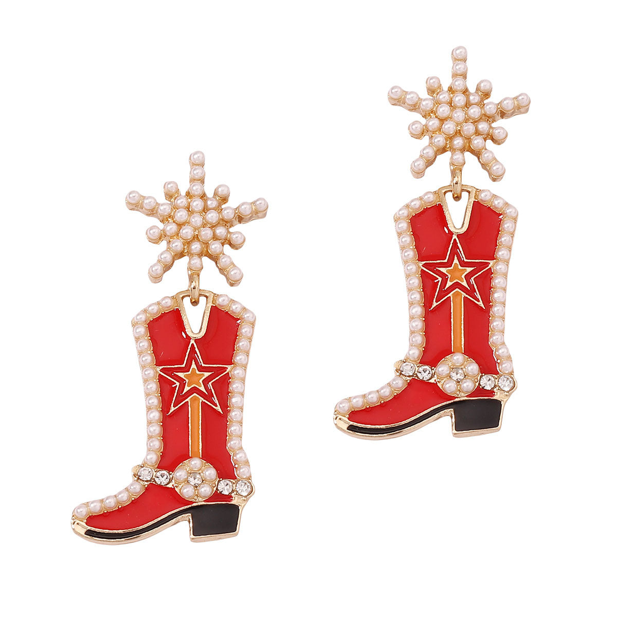 Wholesale Mother's Day Creative Oil Dripping Long Boots Alloy Earrings