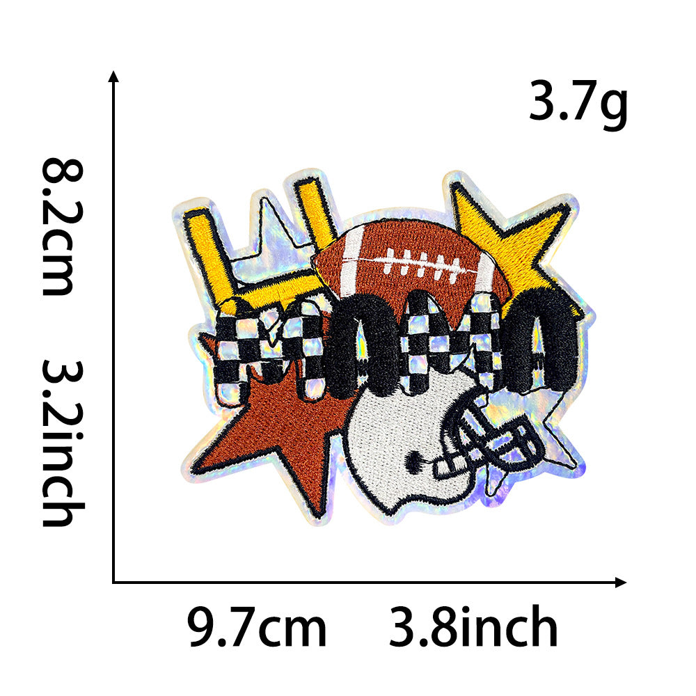 Wholesale Polyester Iron On Embroidered Patch Rugby Design DIY Badge For Shoes And Hats Casual Craft Supply