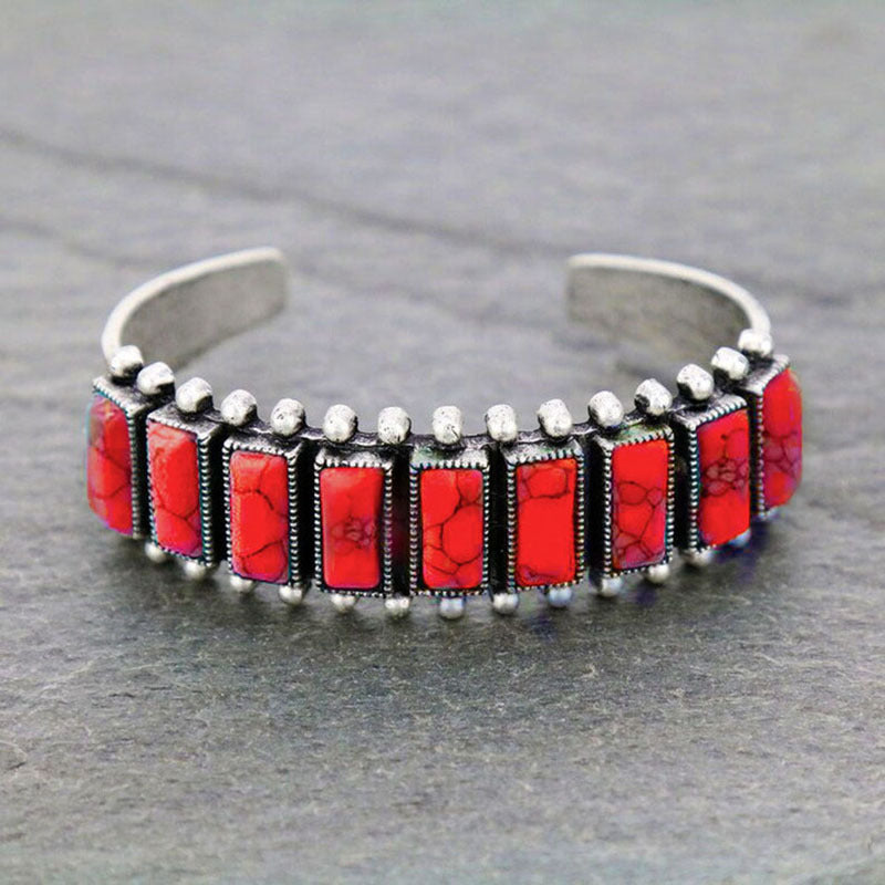 Wholesale Bohemian Vintage Natural Turquoise Open Bracelet