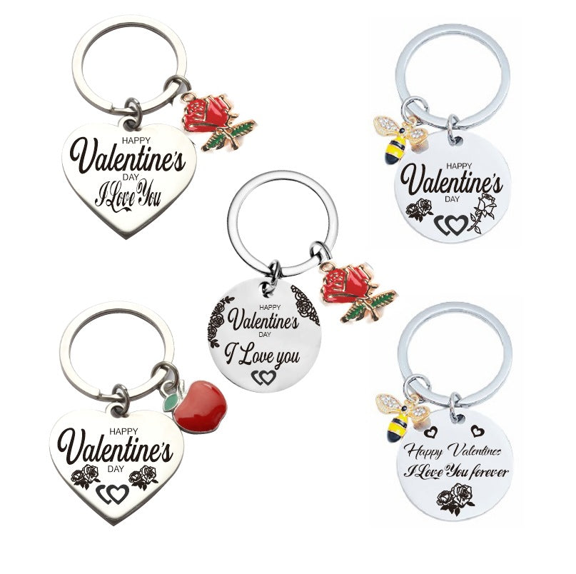 Wholesale Christmas and Valentine's Day Stainless Steel Laser Engraved Keychains