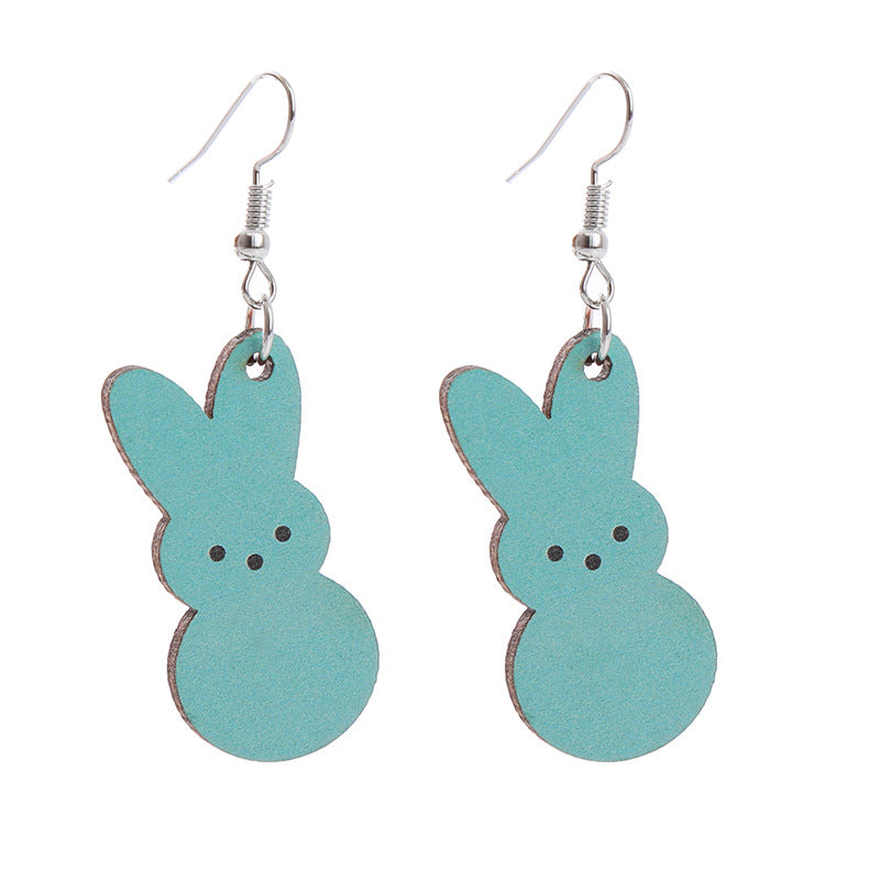Wholesale Easter Bunny Flower Basket Printed Egg Chick Wooden Earrings