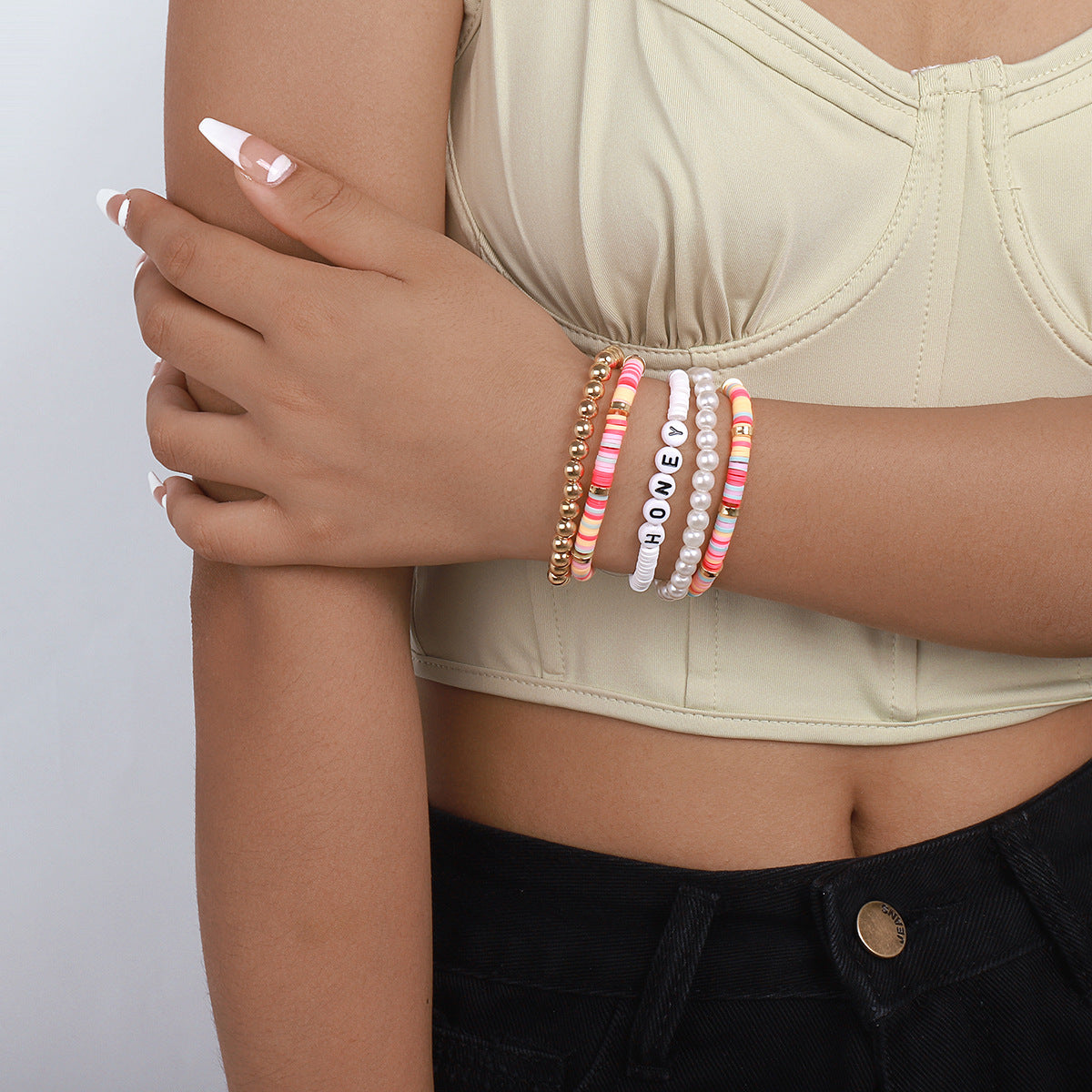 Wholesale Hand Woven Beaded Colorful Resin Bracelet