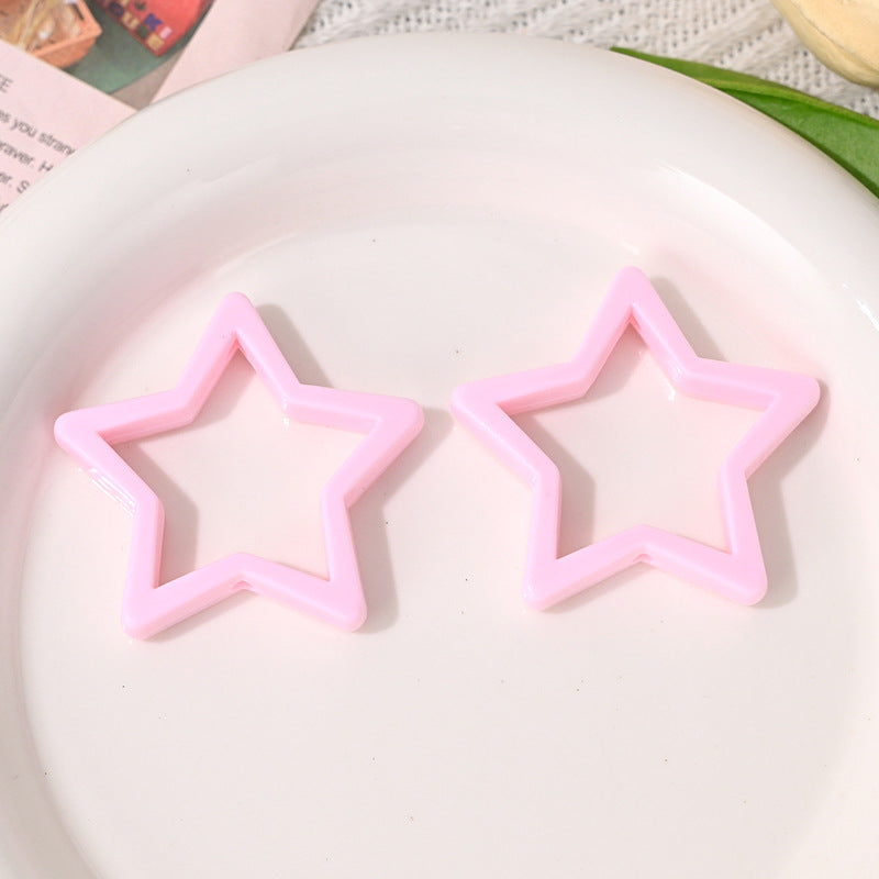 Wholesale  5pcs/pack  Large macaron-colored five-pointed star beads   Acrylic Beads