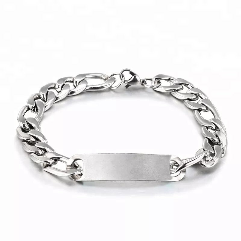 Wholesale Men's Titanium Steel Stainless Steel Curved Brand Bracelet Hip Hop Cuban Retro
