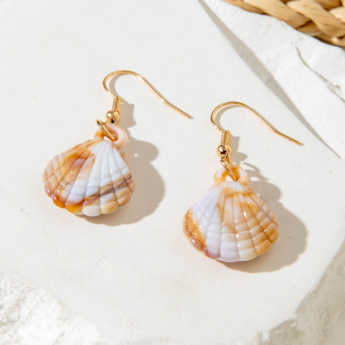 Wholesale 5PCS/Pack Summer Beach Style Acrylic Starfish Shell Earrings Geometric Distinctive Scallop Pendant Earrings