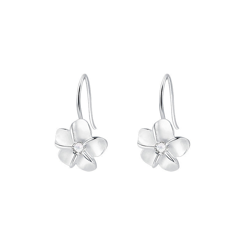 Wholesale Korean pure silver diamond inlaid flower earrings