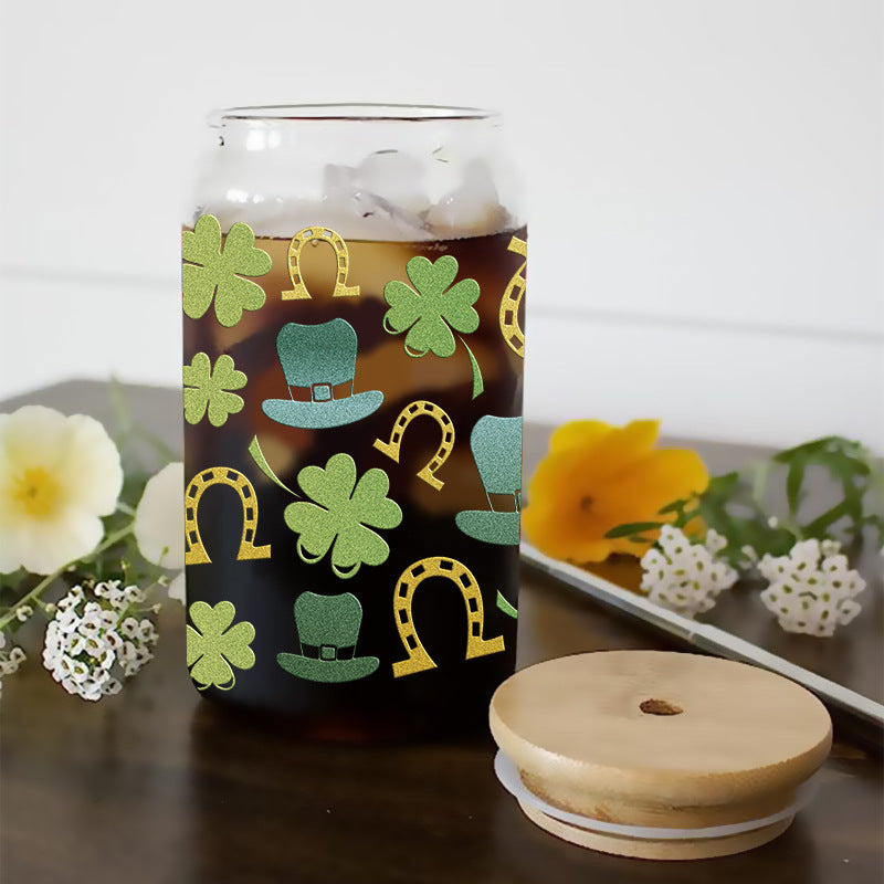 Wholesale Green Clover St. Patrick's Day 16oz Cup UV DTF Wraps