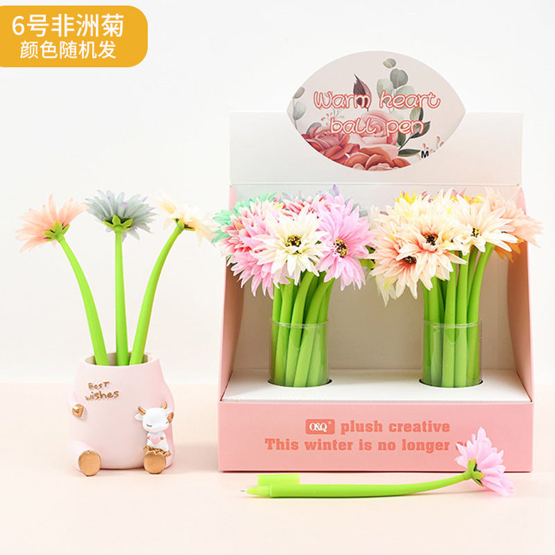 Wholesale Colorful flower soft silicone shaking  Plastic Pen