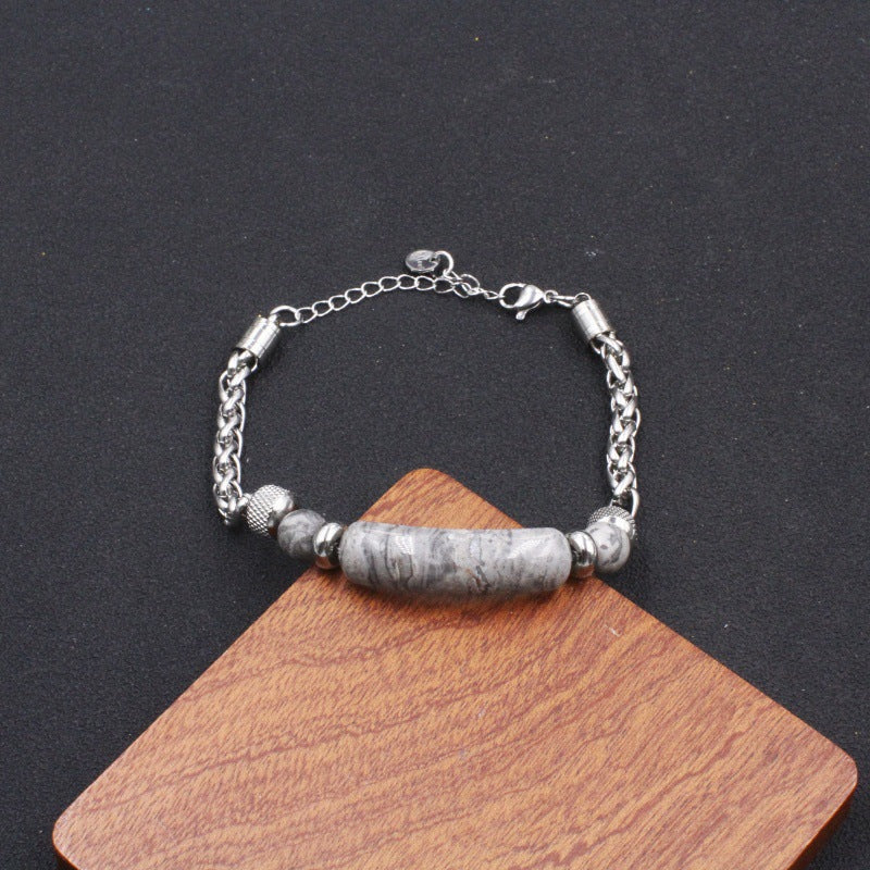 Wholesale Turquoise Patchwork Titanium Steel Bracelets