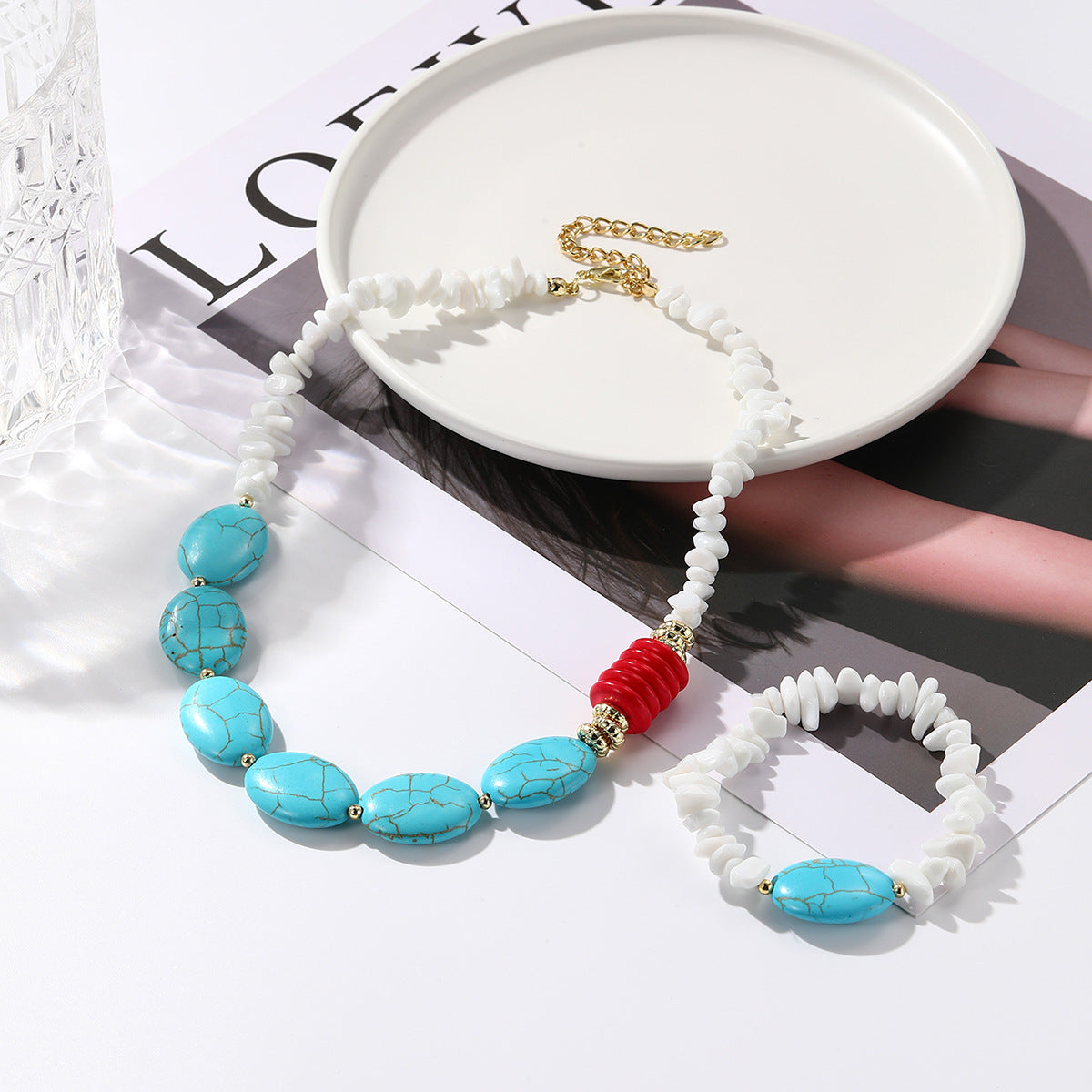 Wholesale Bohemian Ethnic Style Exaggerated Retro Turquoise Necklace