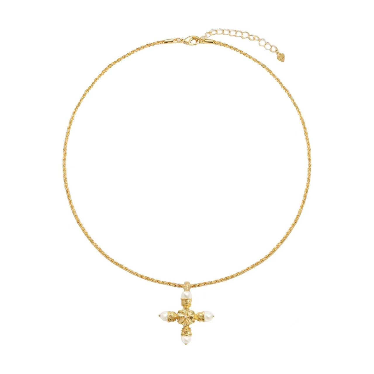 Wholesale Maillard style cross pearl tassel long necklace