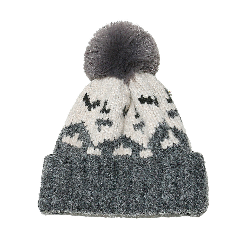 Wholesale Fall/Winter New Mohair Cold Hat Retro Geometric Diamond Knit Hat