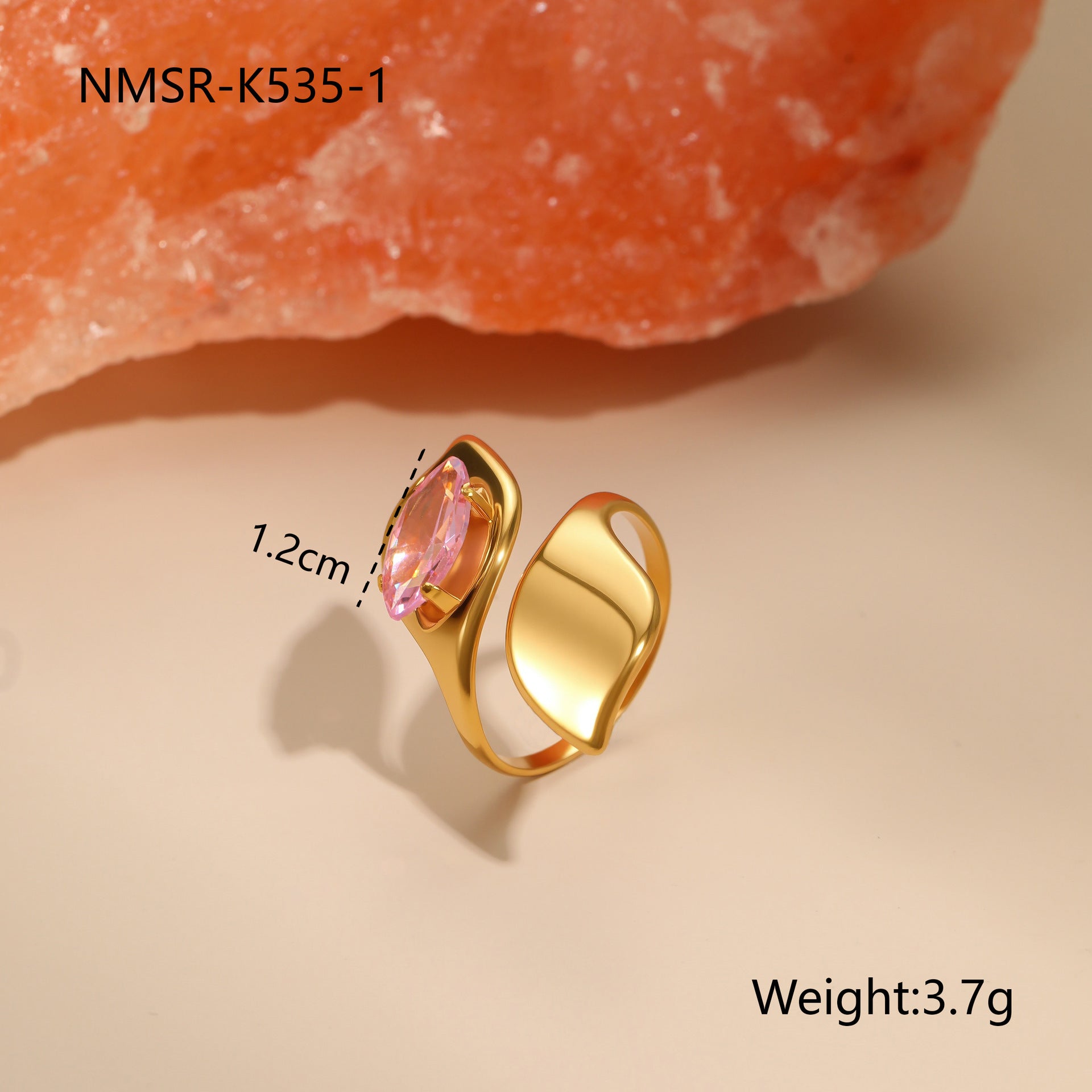 Wholesale Pink zircon Stainless Steel Rings