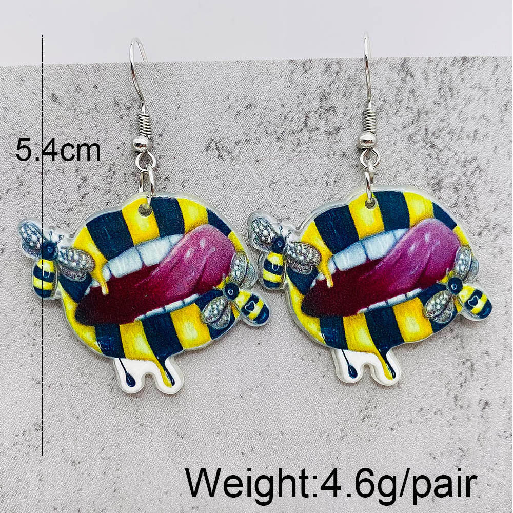 Wholesale Rainbow Mouth Acrylic Earrings