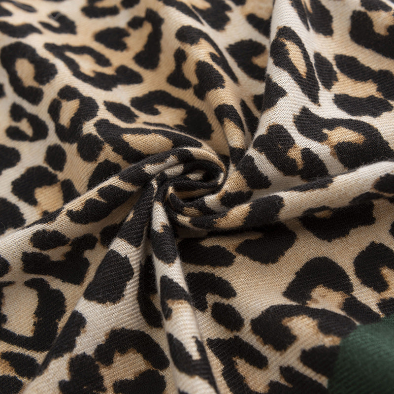 Wholesale Winter Imitation Cashmere Red Stripe Leopard Print Scarf