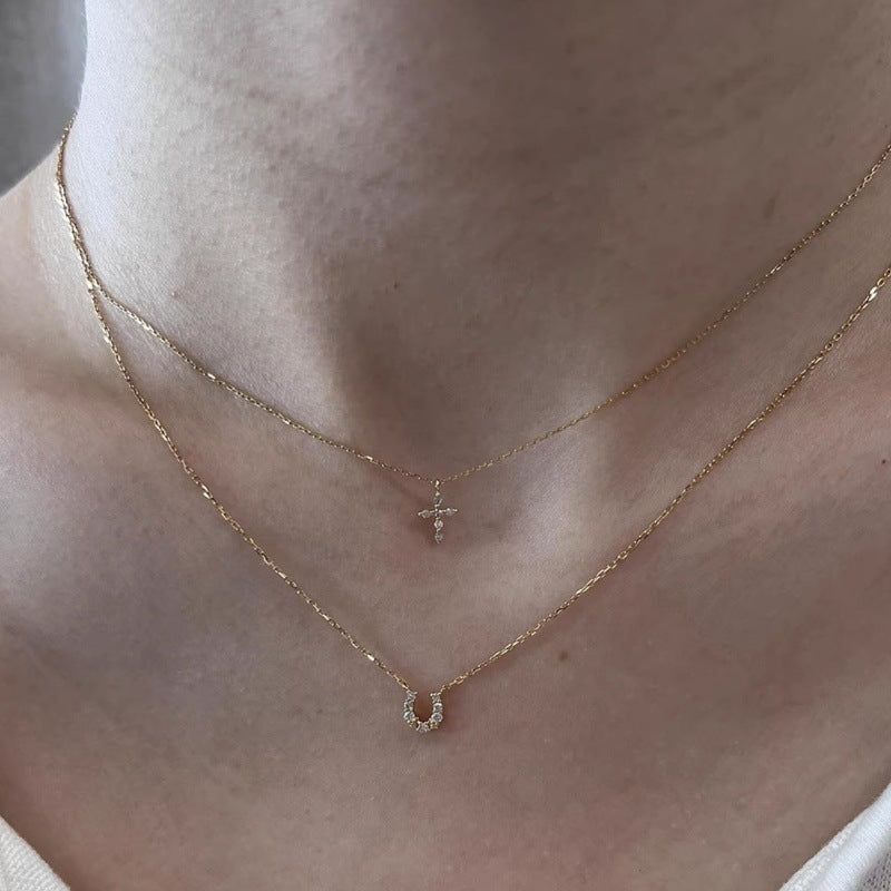 Wholesale Layered Light Luxury Fine Mini Cross Pendant Necklace