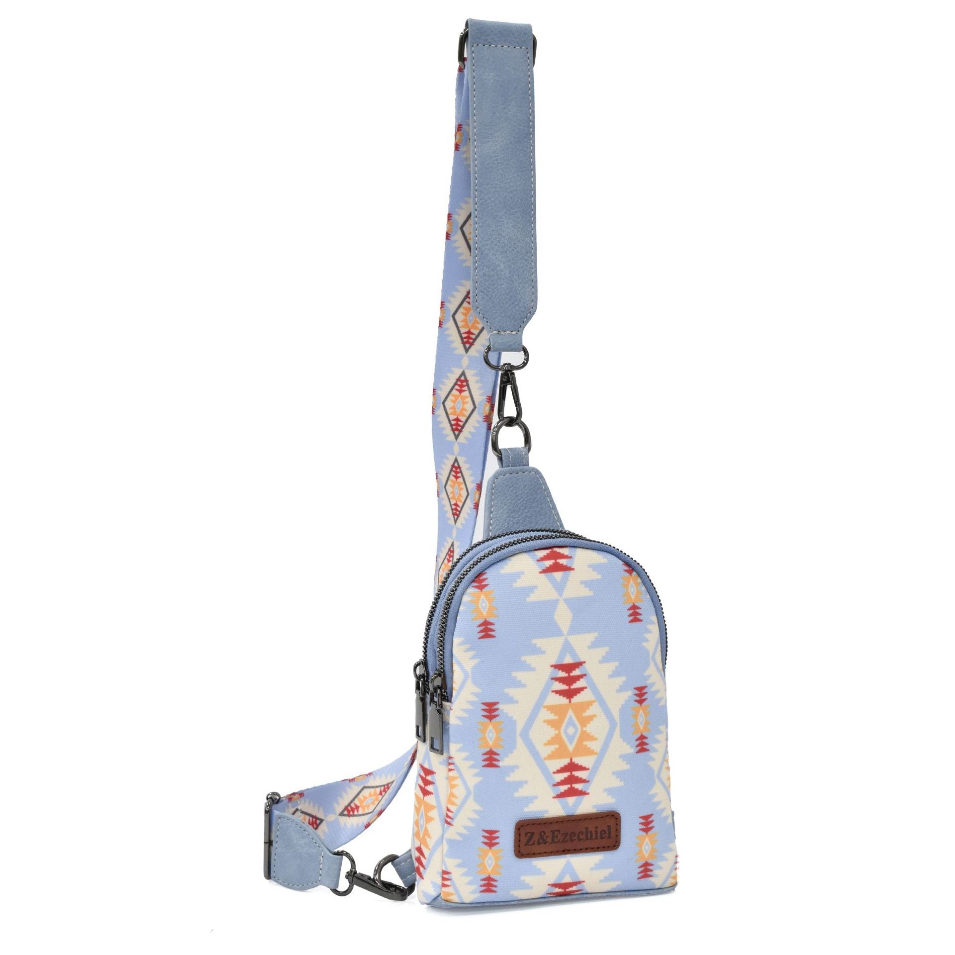 Wholesale Aztec Zipper Canvas Crossbody Bag Chest Bag